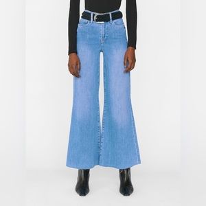 Frame Le Palazzo Crop Wide Leg Raw Hem Jeans in Jonah